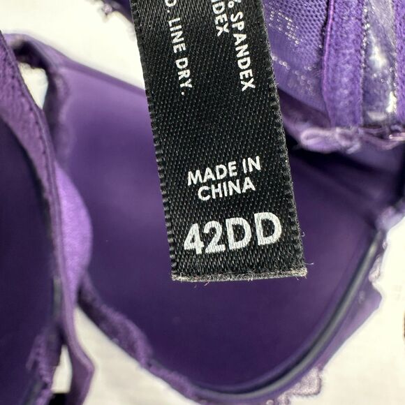 Torrid Curve Womens Push Up Padded Bra Size 42DD Purple Lace Floral Underwire - Picture 4 of 6